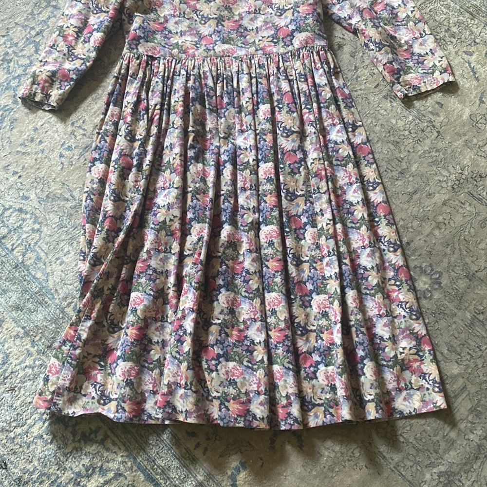 Vintage Laura Ashley Floral Corduroy Dress 1980s 90s - Picture 7 of 12